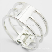 Silver Big Wide Hollow Stainless Steel Bangle For Women